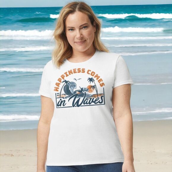 Happiness Comes in Waves Tee - Picture 1 of 2